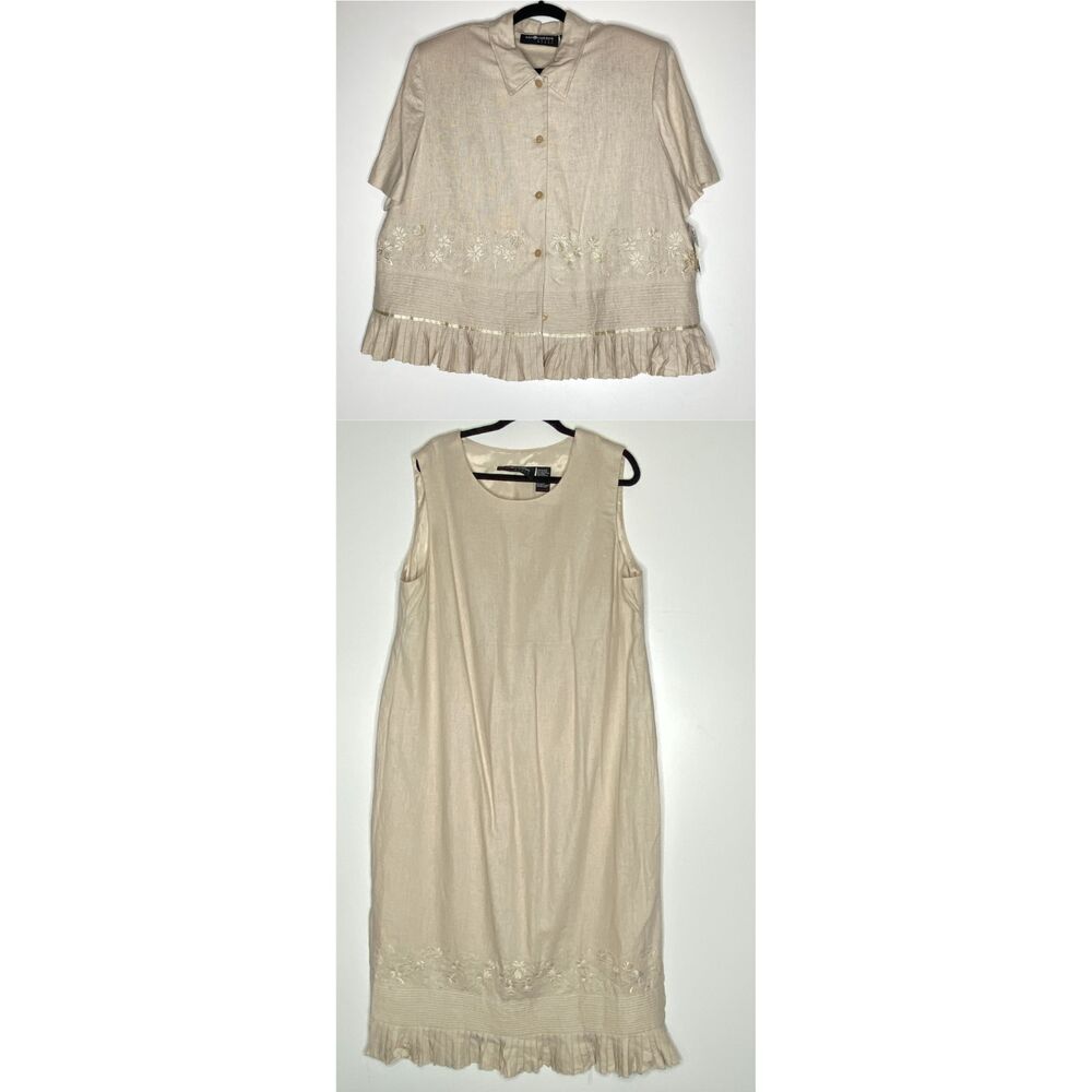 New Sag Harbor Linen Blend Maxi Dress Jacket Set Women's Size 20W